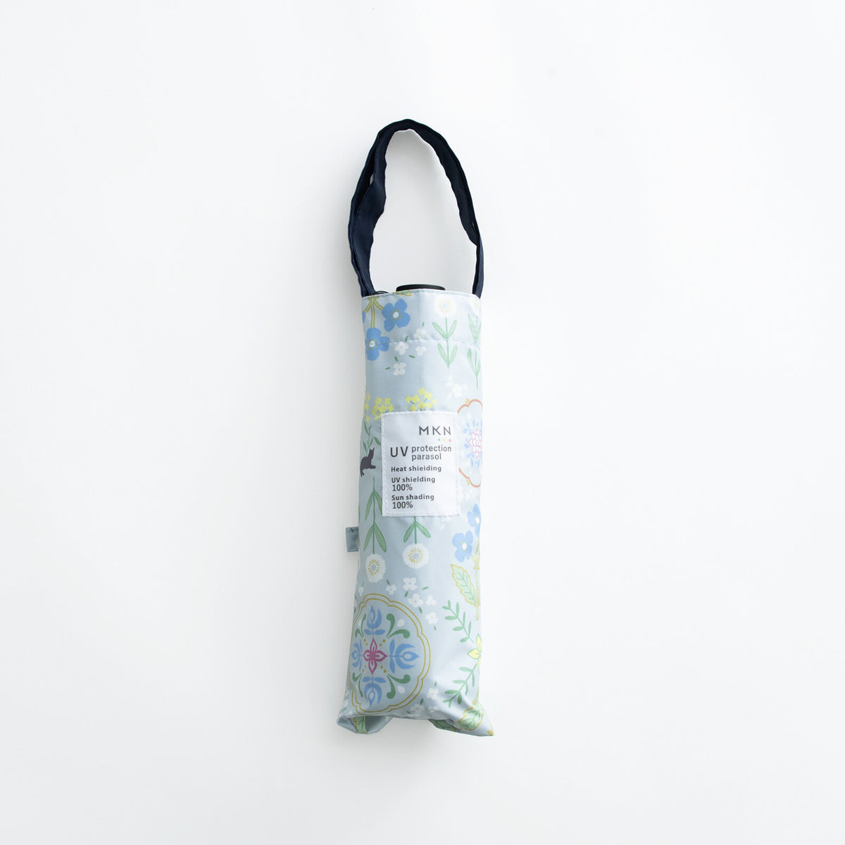 【預訂商品】MKN 花紋貓咪遮光遮熱晴雨兩用摺疊傘｜50cm 輕量防UV黑膠迷你雨傘・附托特傘套