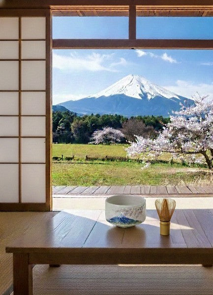 【預訂商品】櫻花富士山美濃燒抹茶碗｜Sakura & Mount Fuji Mino Ware Matcha Bowl