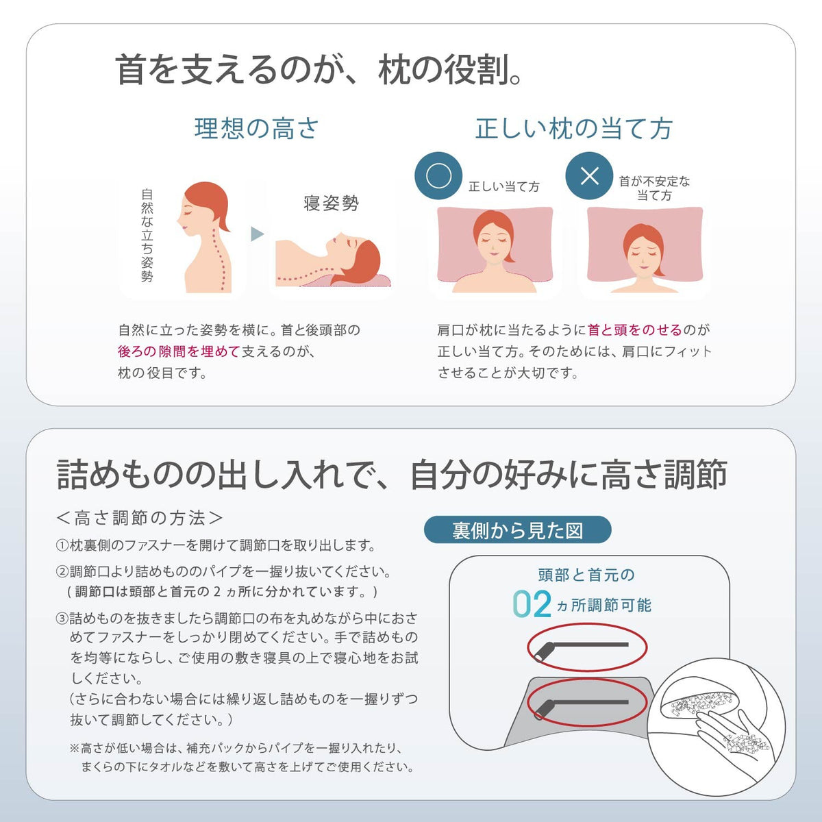 【預訂商品】Nishikawa（西川） Doctor Sleep 仰睡頸椎承托枕｜可調高度雙層結構枕頭
