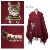 預訂- 日本進口 - AWCat Cat貓圖案圍巾披肩 附鈕扣和口袋 - 酒紅色